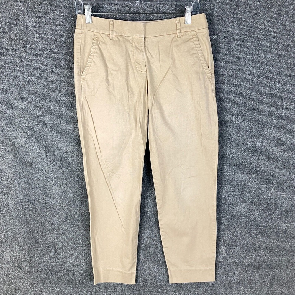 J Crew City Pants Pants Women's Size 0 Khakis Cotton Blend Hook & Eye